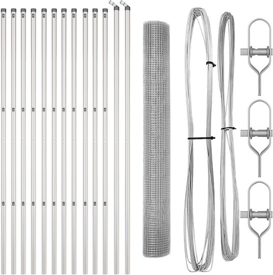 vidaXL Wire Fencing Galvanized Set Gray 1x25m