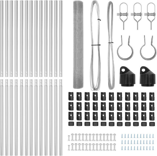 vidaXL Wire Fencing Galvanized Set Gray 1x25m