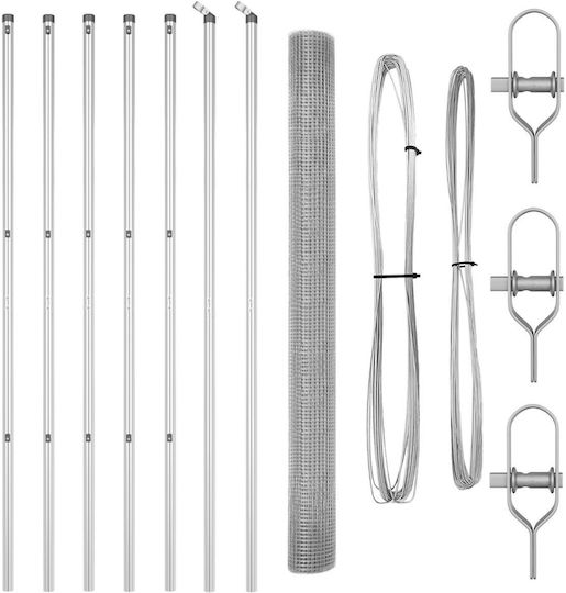 vidaXL Wire Fencing Galvanized Set Silver 1.5x10m