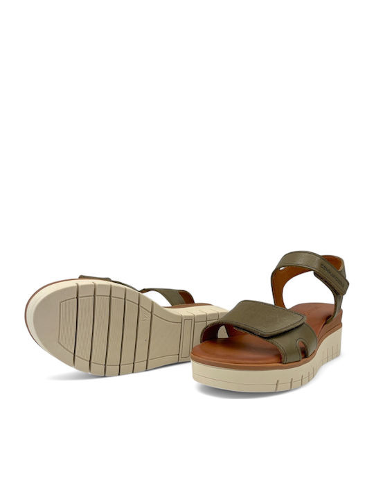 Women's Leather Platform Shoes Green