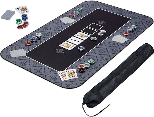 Covor Poker Texas Hold'em Antiderapant Impermeabil Negru 120x60 Cm Geantă Transport Depozitare Relaxdays