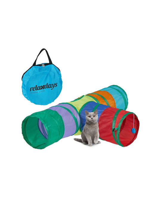 Котешки тунел за игра Relaxdays многоцветен сгъваем с 4 изхода