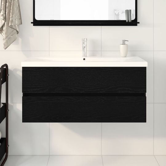 vidaXL Πάγκος με Νιπτήρα Μ100xΒ38.5xΥ45cm Μαύρης Δρυός