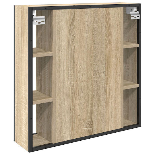 vidaXL Waschtisch ohne Waschbecken mit Spiegel L60xB16xH60cm Light Oak