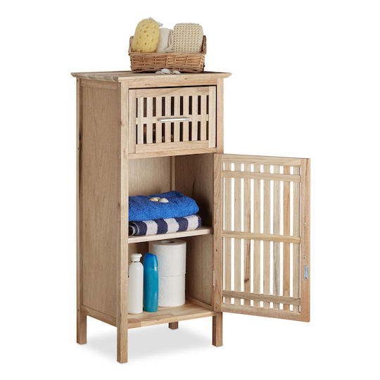 Relaxdays Cabinet de baie L82xA40xÎ29cm Nucă