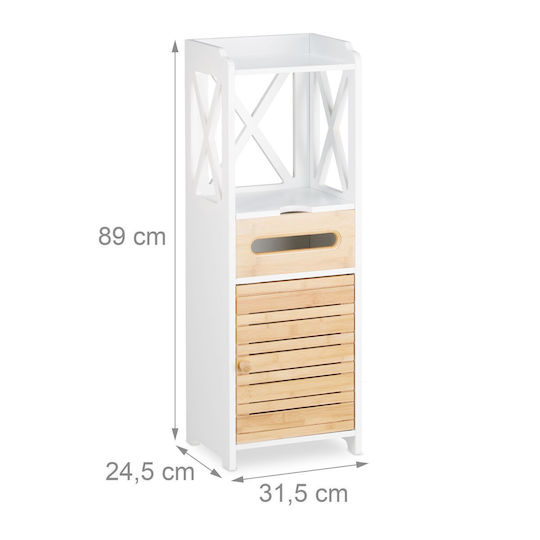 Relaxdays Cabinet de baie L89xA31.5xÎ24.5cm Lemn natural