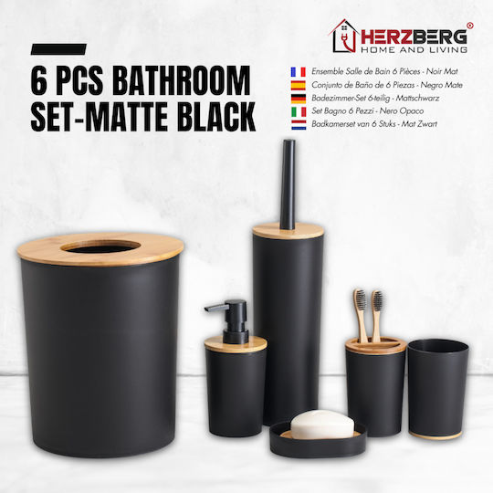 Herzberg Σετ Αξεσουάρ Μπάνιου Πλαστικό Μαύρο 6τμχ Herzberg Σετ Αξεσουάρ Μπάνιου Πλαστικό Μαύρο 6τμχ