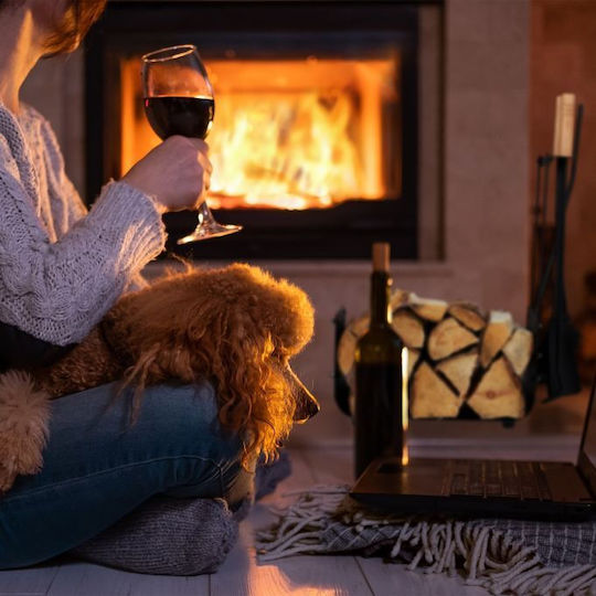 Relaxdays Σετ Εργαλείων Τζακιού με Κρεμανταλά Μαύρο