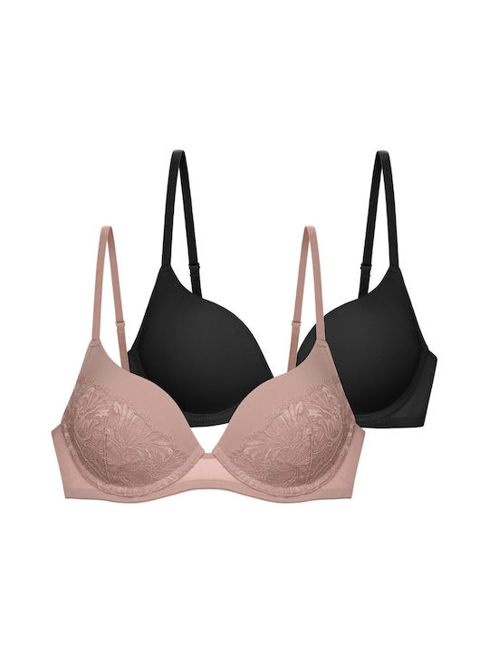 Push Up Bra Underwire Pink-black