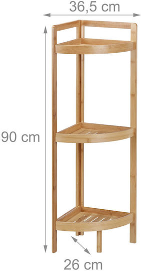 Relaxdays Corner Floor Bathroom Shelf Bamboo 90x36.5x26cm