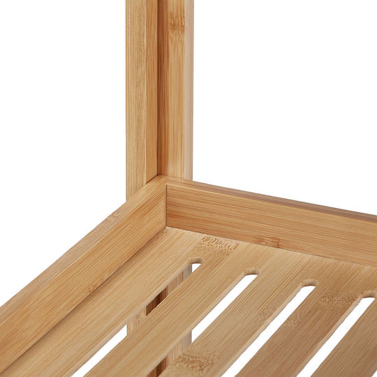 Relaxdays Corner Floor Bathroom Shelf Bamboo 90x36.5x26cm