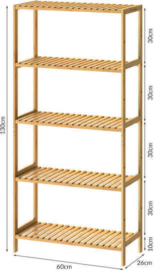 Casaria Επιδαπέδια Ραφιέρα Μπάνιου Bamboo 130x60x26cm Διάφανη