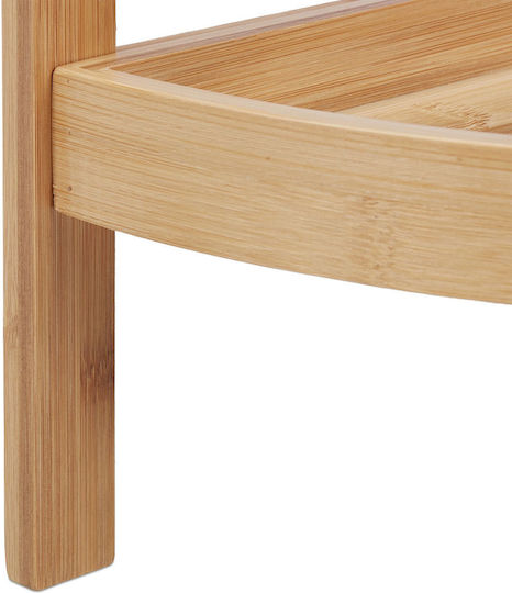 Relaxdays Corner Floor Bathroom Shelf Bamboo 90x36.5x26cm
