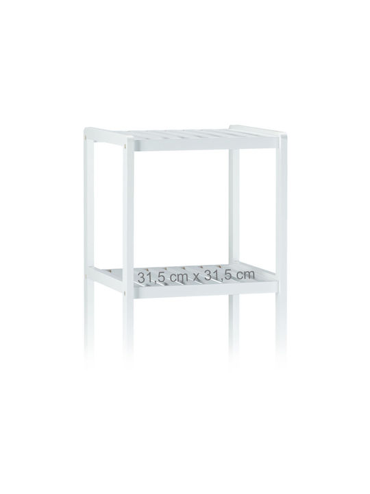 Relaxdays Rafturi de baie Raft Baie Bambus cu 4 Rafturi 110x34.5x33cm Albă