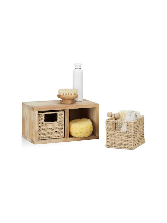Relaxdays Επιδαπέδια Ραφιέρα Μπάνιου Ξύλινη 16x31x18cm Καφέ