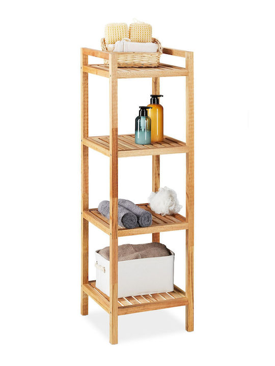 Relaxdays Rafturi de baie Raft Baie Lemn cu 4 Rafturi 110x35x35cm Maro
