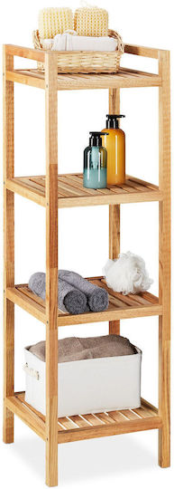 Relaxdays Floor Bathroom Shelf Wooden with 4 Shelves 110x35x35cm Brown Relaxdays Floor Bathroom Shelf Wooden with 4 Shelves 110x35x35cm Brown
