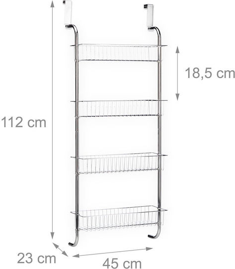 Relaxdays Επιτοίχια Ραφιέρα Μπάνιου Μεταλλική 112x45x23cm Ασημί