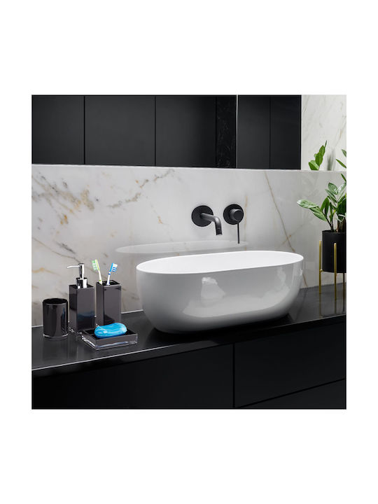 Relaxdays Set Accesorii Baie Plastic Negru