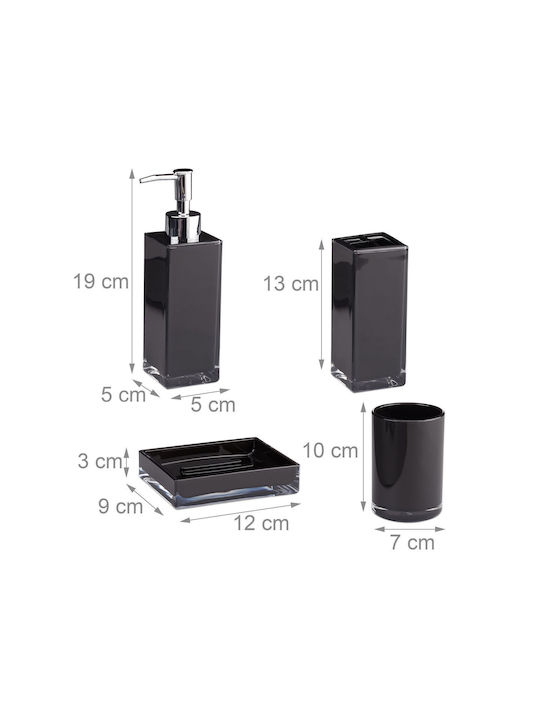 Relaxdays Set Accesorii Baie Plastic Negru