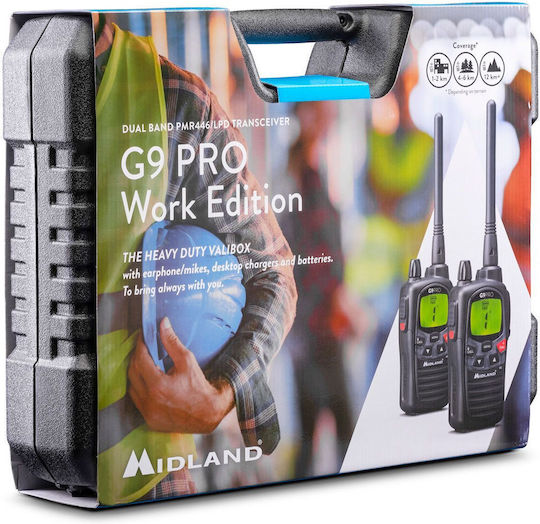 Midland G9 Pro Work Edition Ασύρματος Πομποδέκτης PMR 5W με Μονόχρωμη Οθόνη Σετ 2τμχ