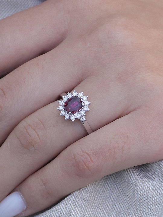 Ring with Diamond made of White gold 18K