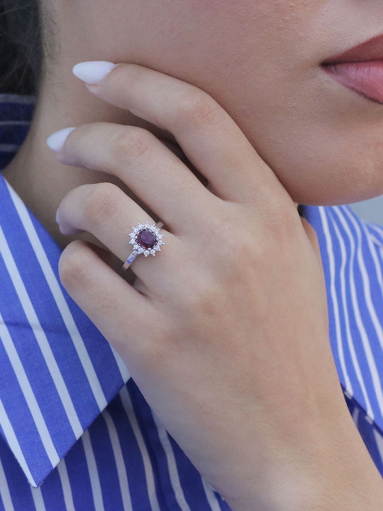 Ring with Diamond made of White gold 18K