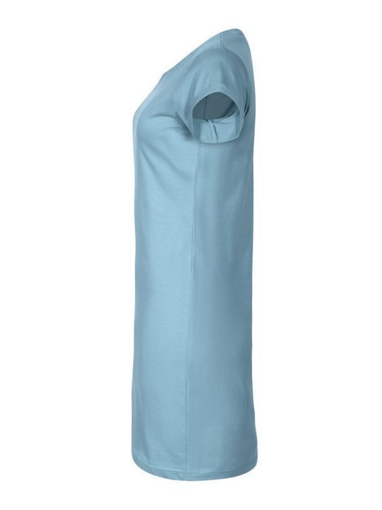 Sommer Mini Sportliches Damenkleid Kurzärmelig Blau