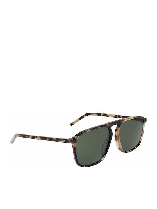 Zeiss Men's Sunglasses with Brown Tartaruga Plastic Frame and Green Lens S0390328
