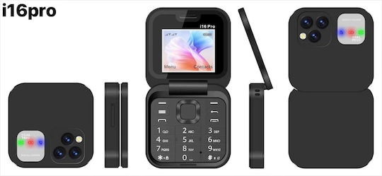 i16 Pro Dual SIM Κινητό με Κουμπιά (Αγγλικό Μενού) Μαύρο