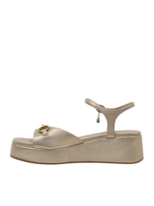 Women's Leather Platform Shoes Gold