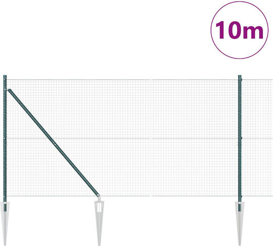 vidaXL Συρματόπλεγμα Γαλβανιζέ Σετ Πράσινο 1.2x10m