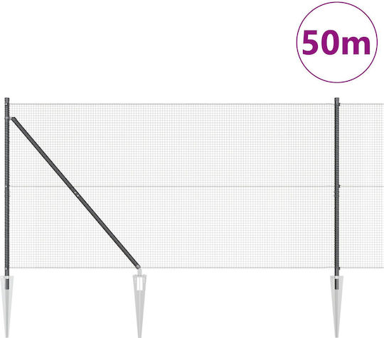 vidaXL vidaXL Verzinkter Stacheldrahtzaun Grau 1,4x50m
