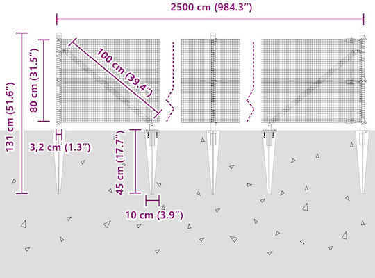 vidaXL Galvanized Concertina Wire Fencing Set Silver 25m
