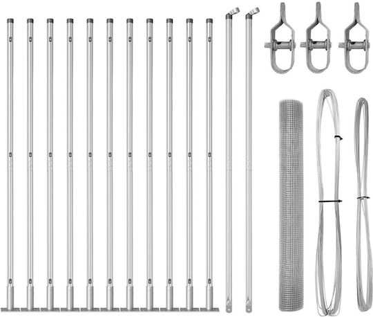 vidaXL Wire Fencing Galvanized Set Silver 1.2x25m