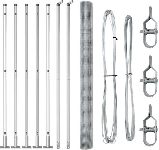 vidaXL Wire Fencing Galvanized Set Silver 1.5x10m