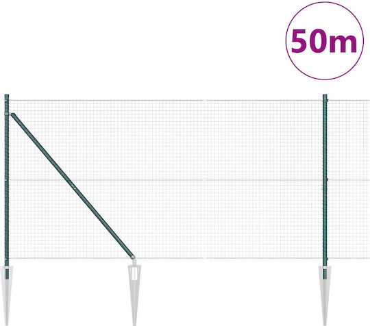 vidaXL Wire Fencing Galvanized Set Green 1x50m