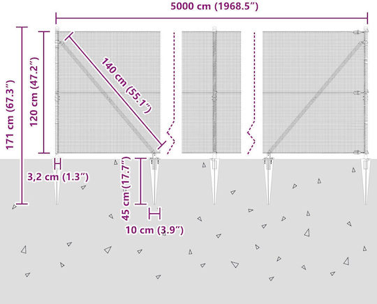 vidaXL Împrejmuire Plasă de sârmă Galvanizat Module Gri 1.2x50m