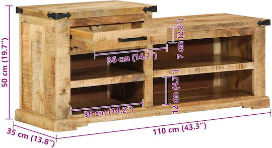 Παπουτσοθήκη από Μασίφ Ξύλο 110x35x50cm