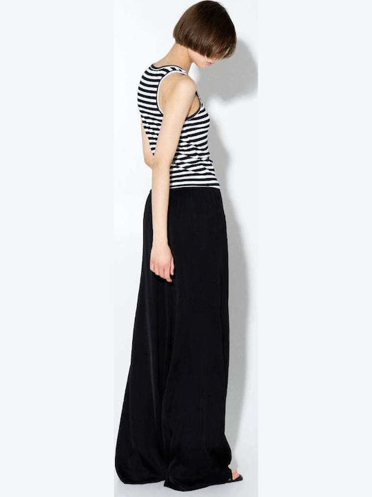 Women's Blouse Sleeveless Striped Black/White
