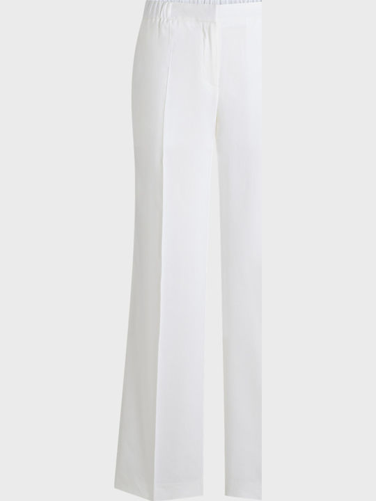 Toyal2 Damen Leinen Hose in Entspannter Passform White