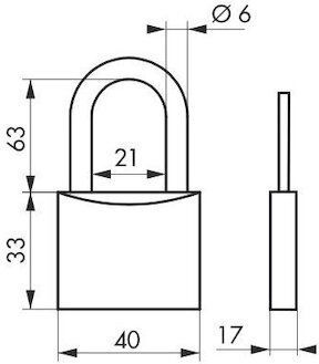 Thirard Aluminum Padlock Lengthened with Key 40mm 1pcs