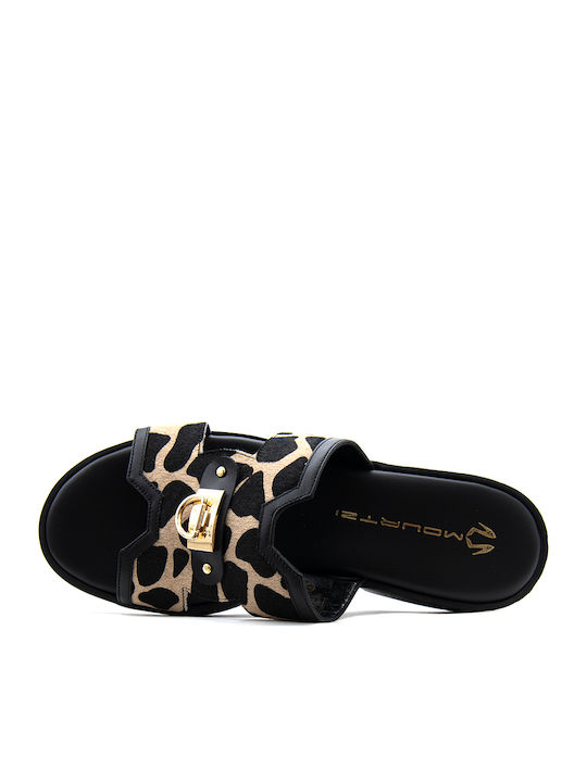 Leather Women's Flat Sandals Black