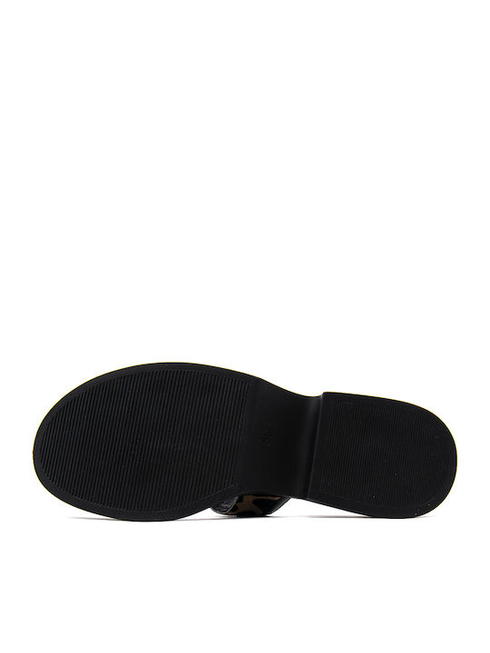 Leather Women's Flat Sandals Black