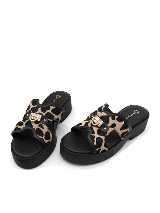 Leather Women's Flat Sandals Black