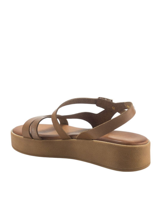 Women's Flat Sandals in Tabac Brown Color