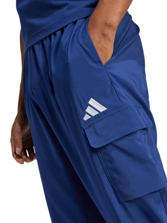 Essentials Cargo Sweatpants Glossy with Elastic Blue