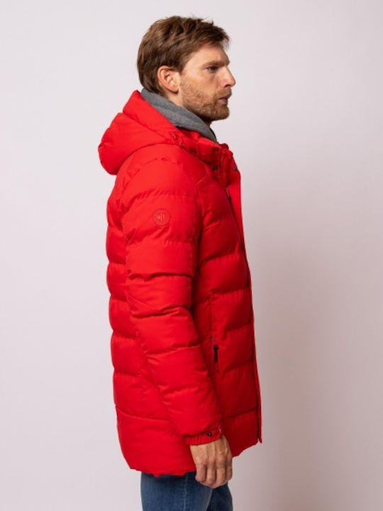 Geacă Puffer de Iarnă Waterproof și cu Protecție împotriva Vântului Roșu