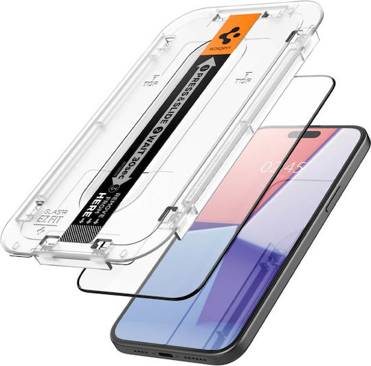Spigen Glas.Tr 0.3mm Vollflächig gehärtetes Glas Schwarz (iPhone 15)