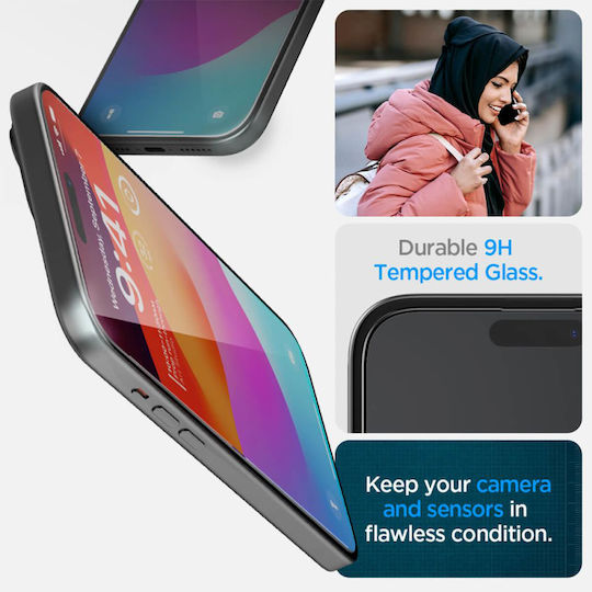 Spigen Glas.Tr 0.3mm Vollflächig gehärtetes Glas Schwarz (iPhone 15)